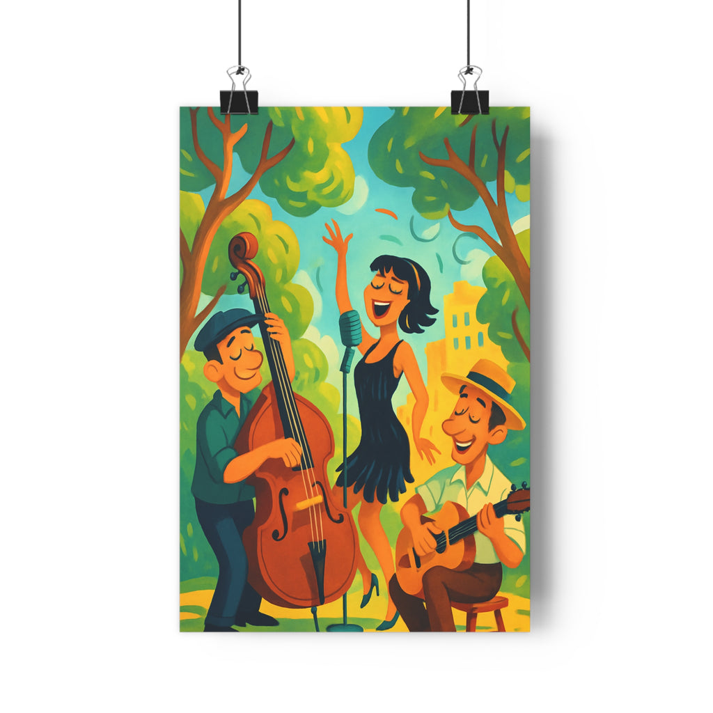 Poster décoratif musique jazz cartoon pastel joyeux salon chambre moderne dynamique artistique ambiance qualité
