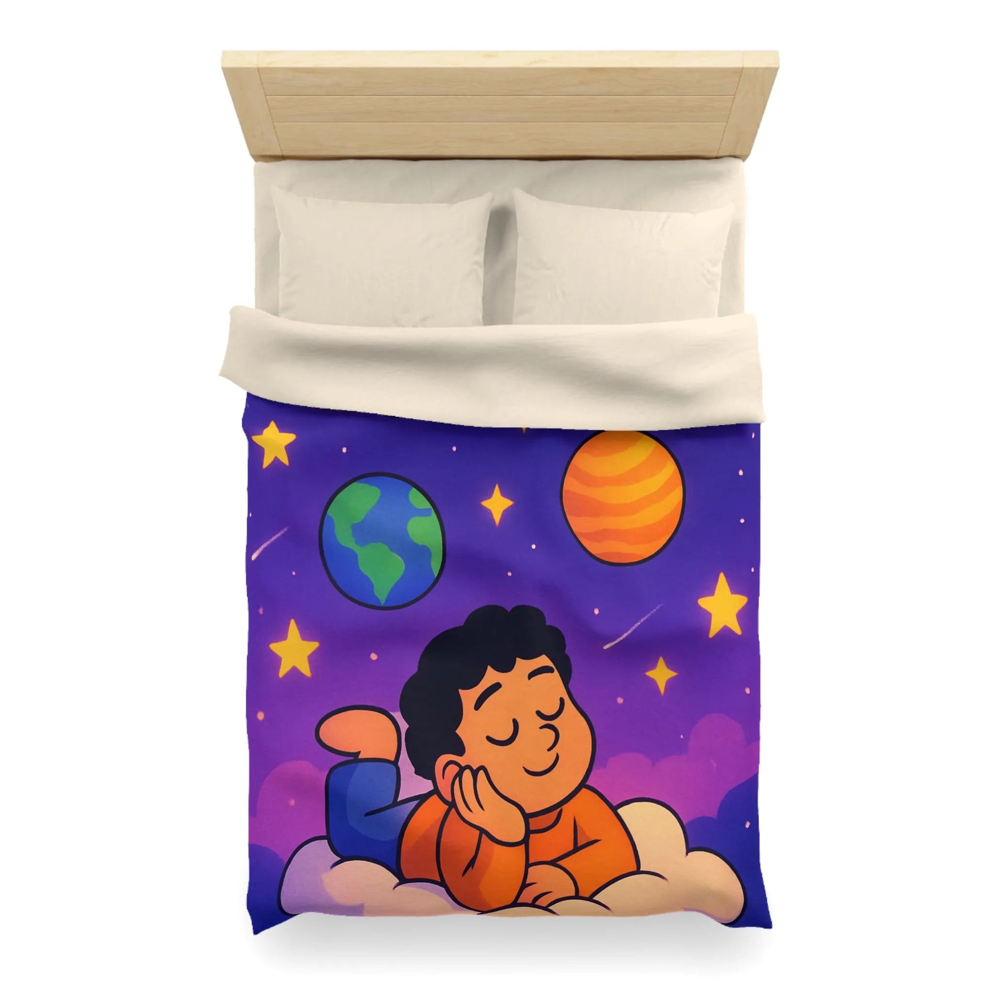 Housse de couette enfant cosmos rêve étoiles planètes univers magique et coloré