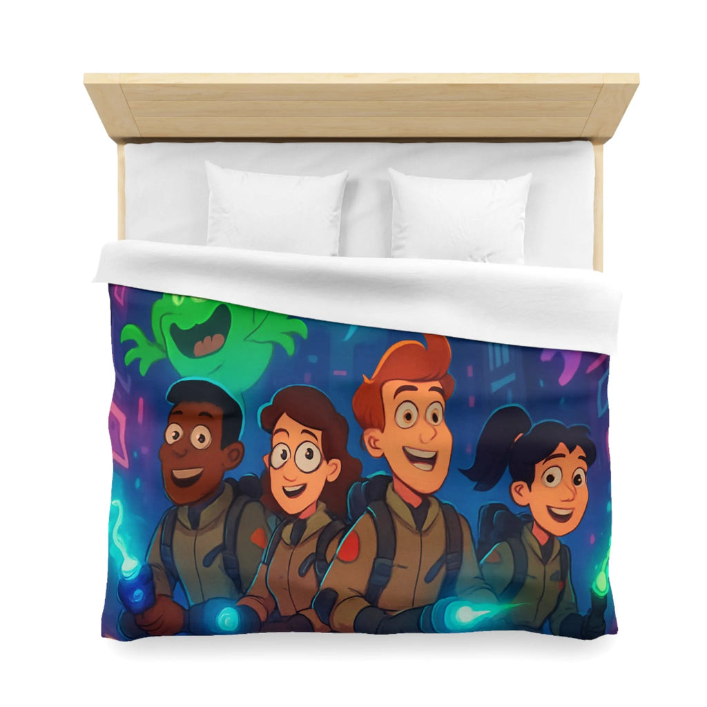 Housse de couette fantômes stylisés chasseurs de spectres pour chambre d'enfant joyeuse et colorée