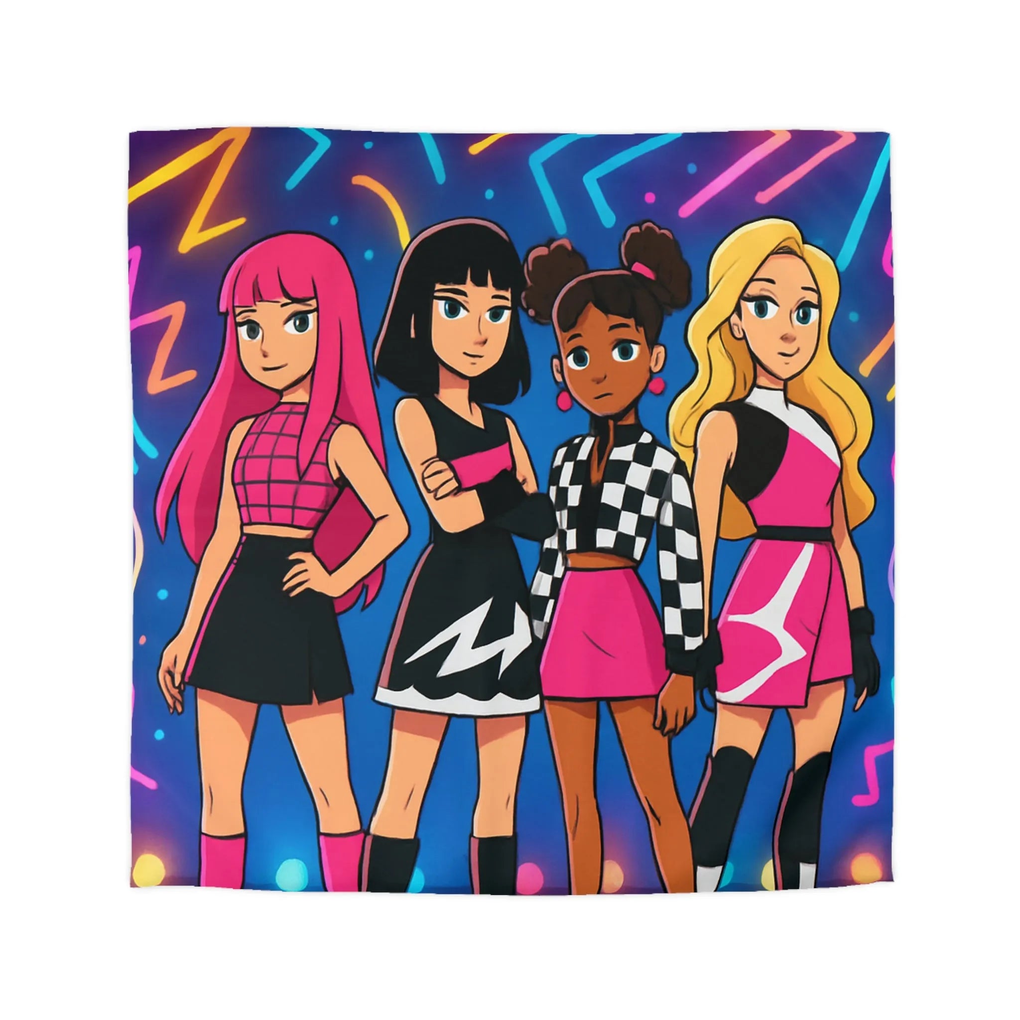 Housse de couette colorée avec un design moderne et des motifs géométriques éclatants