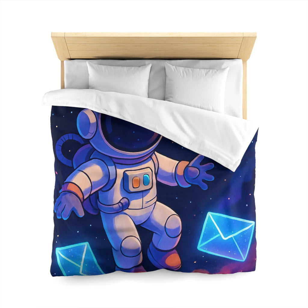 Housse de Couette Astronaute Flottant dans l'Espace avec Enveloppes et Planète Colorée