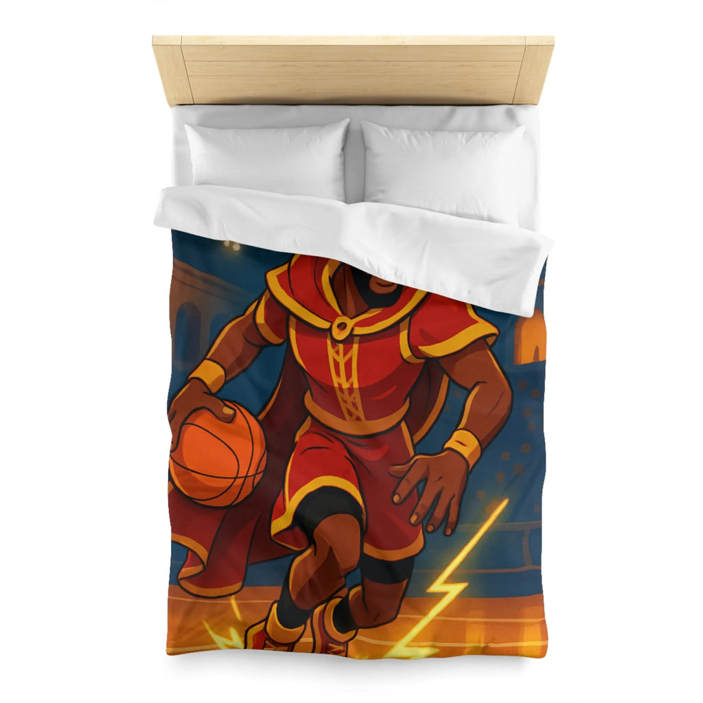 Athlète en Action avec Ballon de Basket dans Arène Lumineuse - Motif Royauté