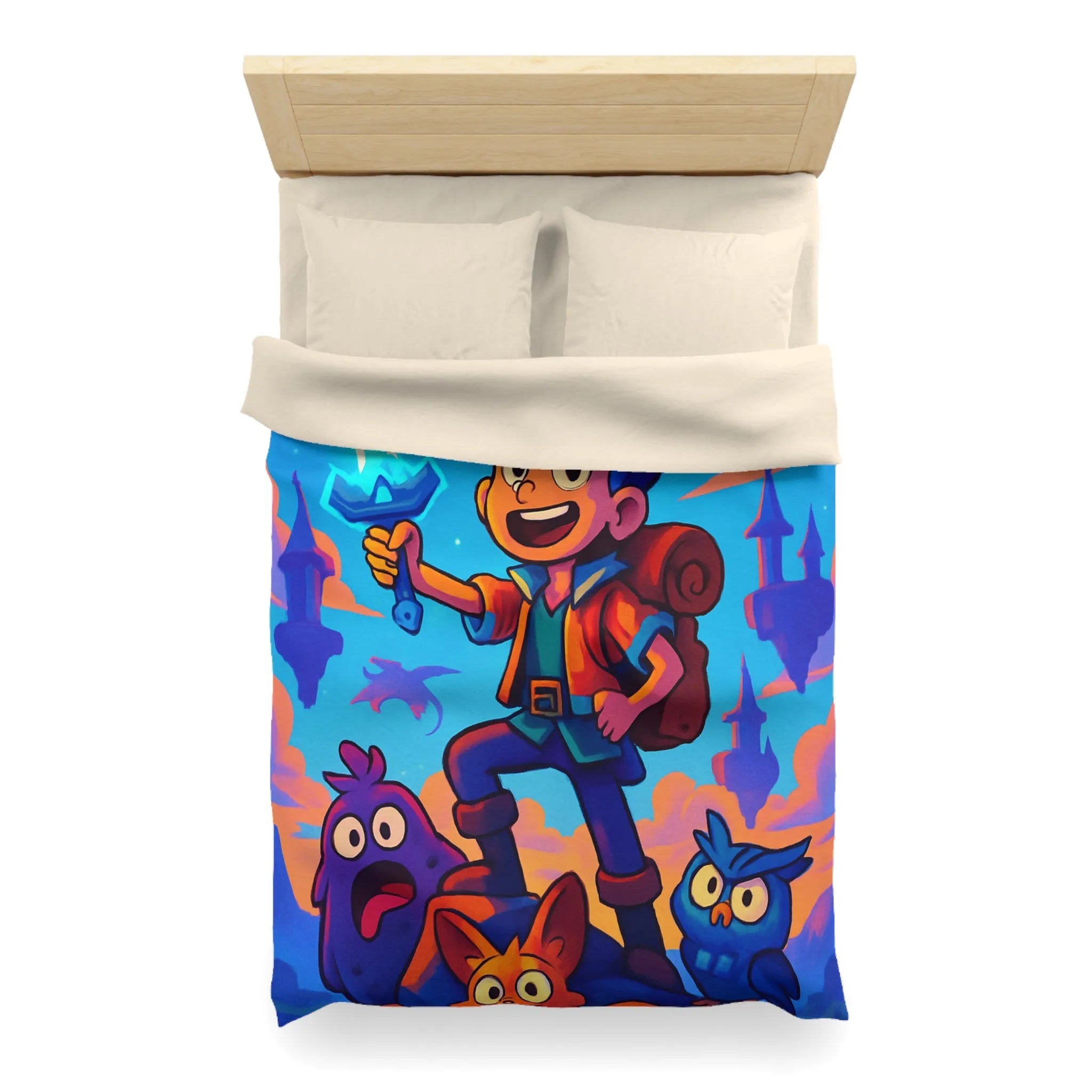 Housse de Couette Aventure Fantastique avec Épée Enchantée et Créatures Magiques pour Enfants