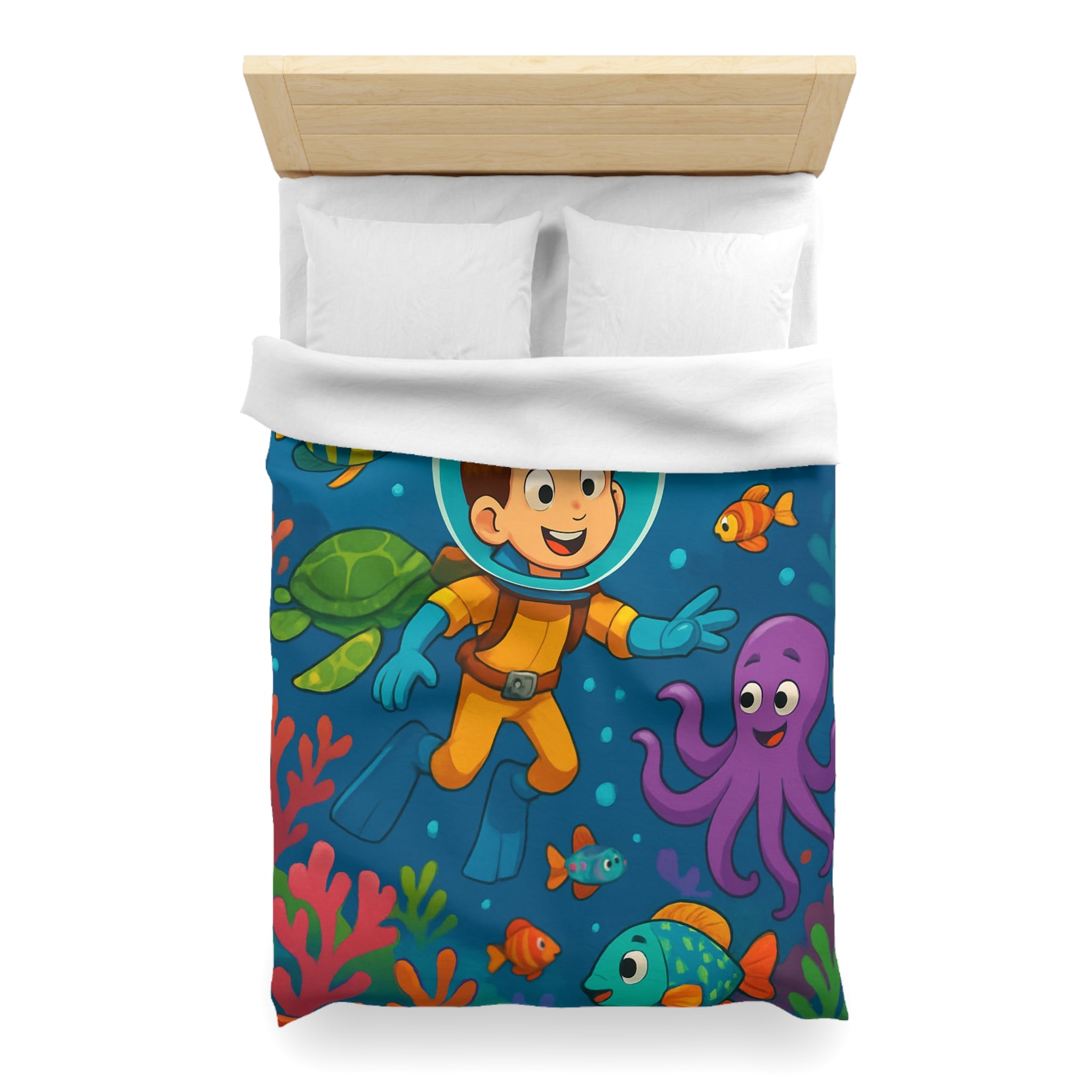 Housse de couette sous-marine avec des animaux marins colorés pour chambre d'enfant joyeuse