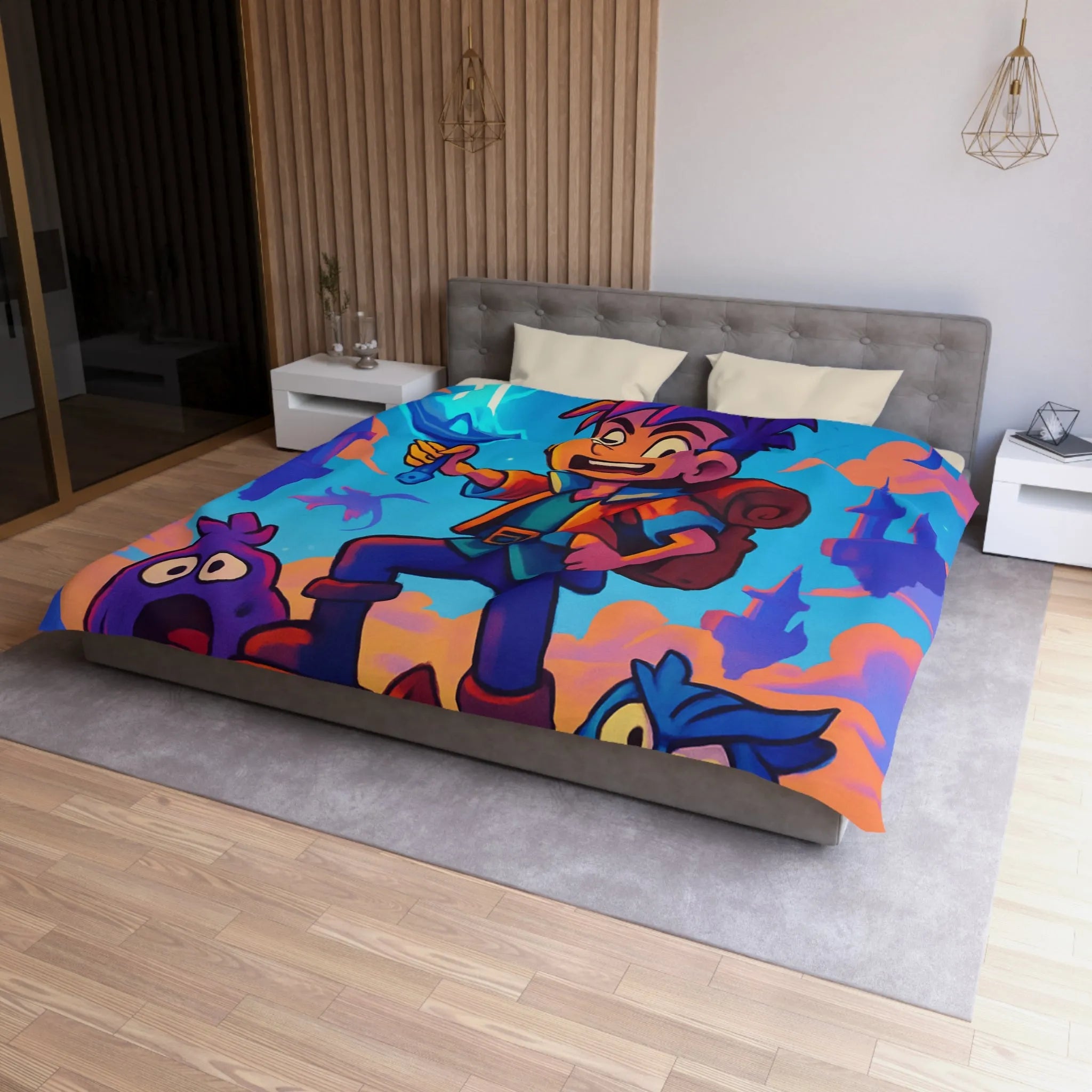 Housse de Couette Aventure Fantastique avec Épée Enchantée et Créatures Magiques pour Enfants