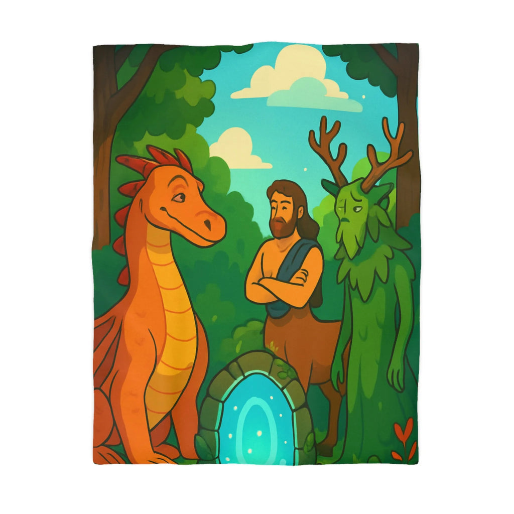 Housse de couette magique: dragon orange, centaure et esprit de la forêt pacifiques