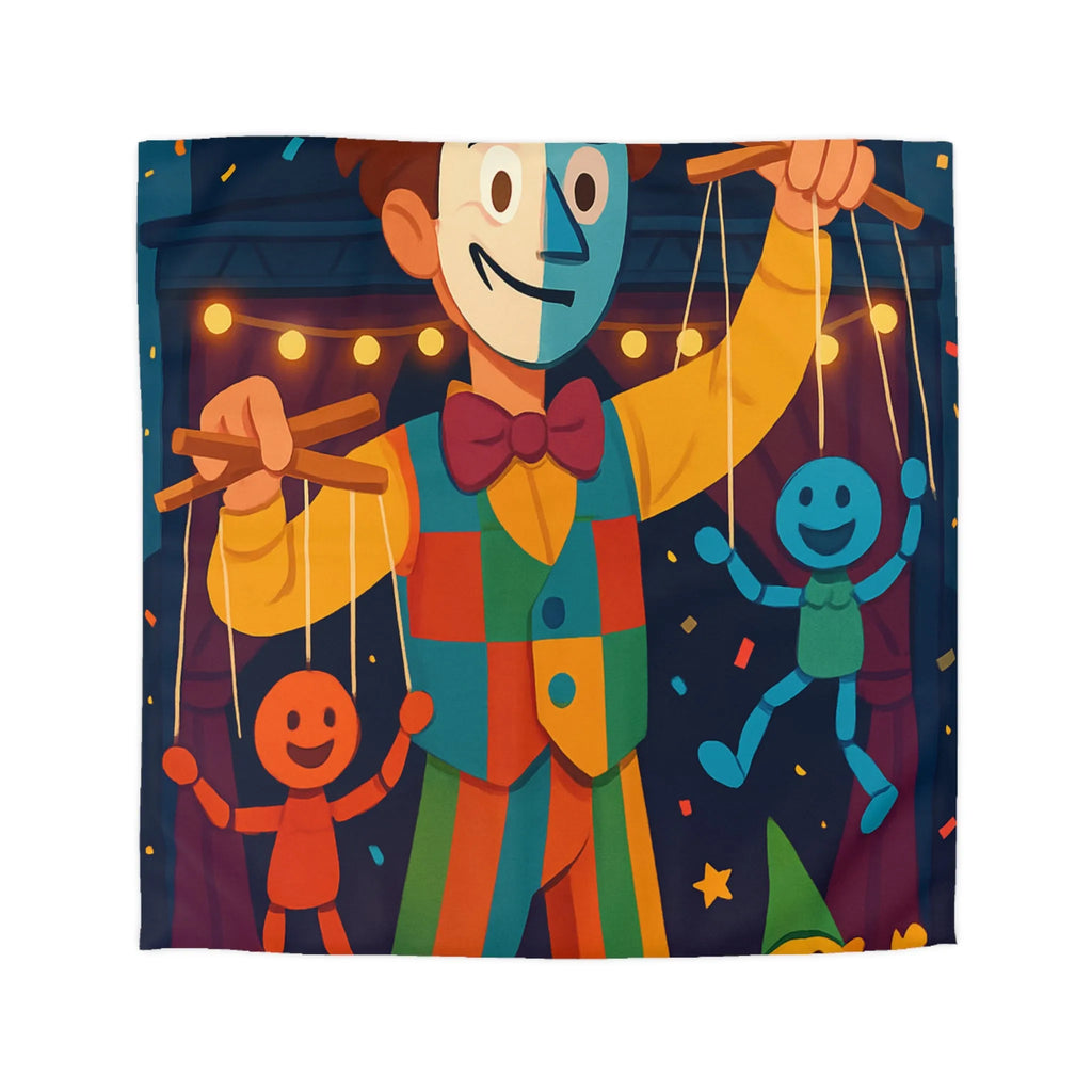 Housse de couette marionnettiste coloré avec motifs joyeux pour chambre d'enfant festive