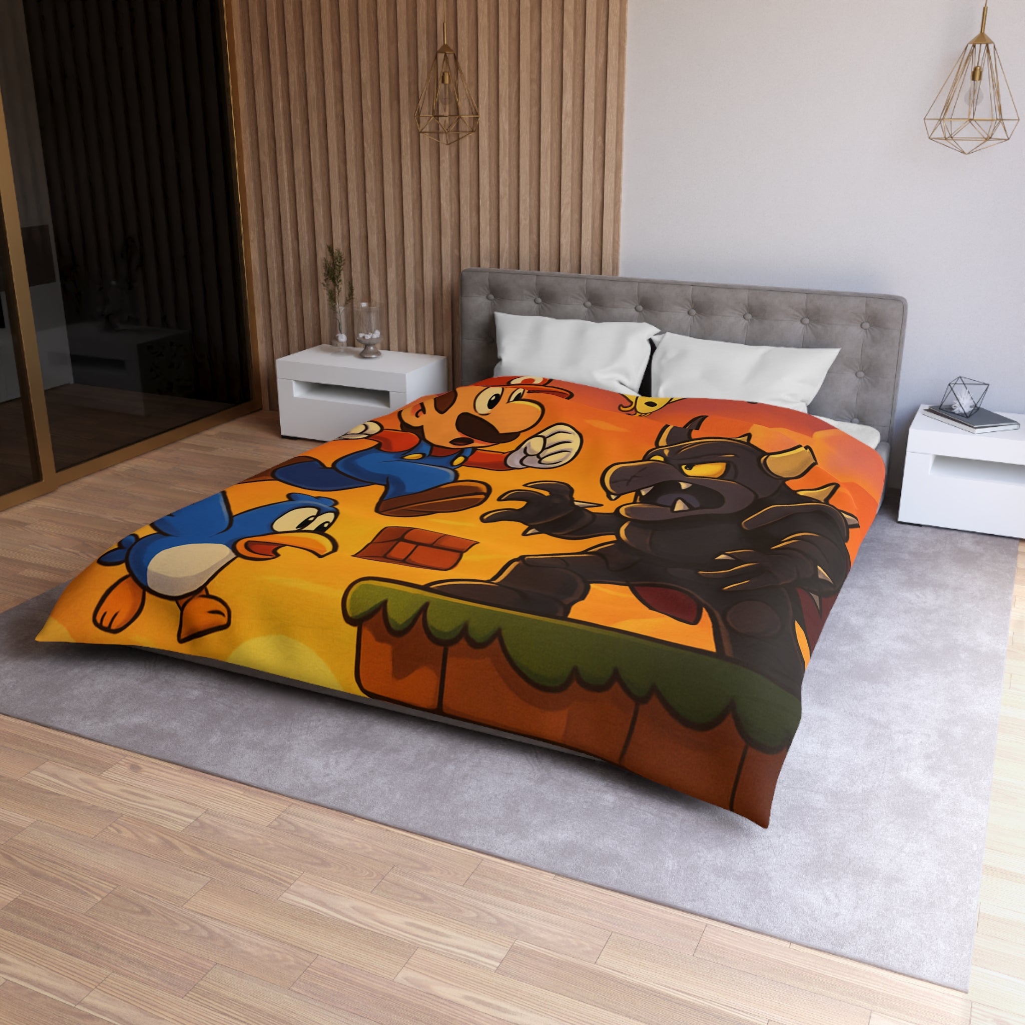 Housse de Couette Microfibre Motif Créatif Original Style Contemporain Chambre Élégante