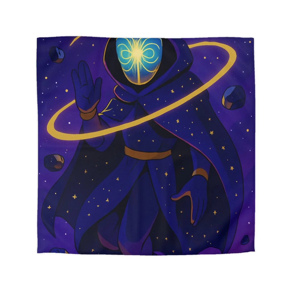 Housse de couette cosmique avec silhouette mystérieuse et motifs galactiques pour décor unique