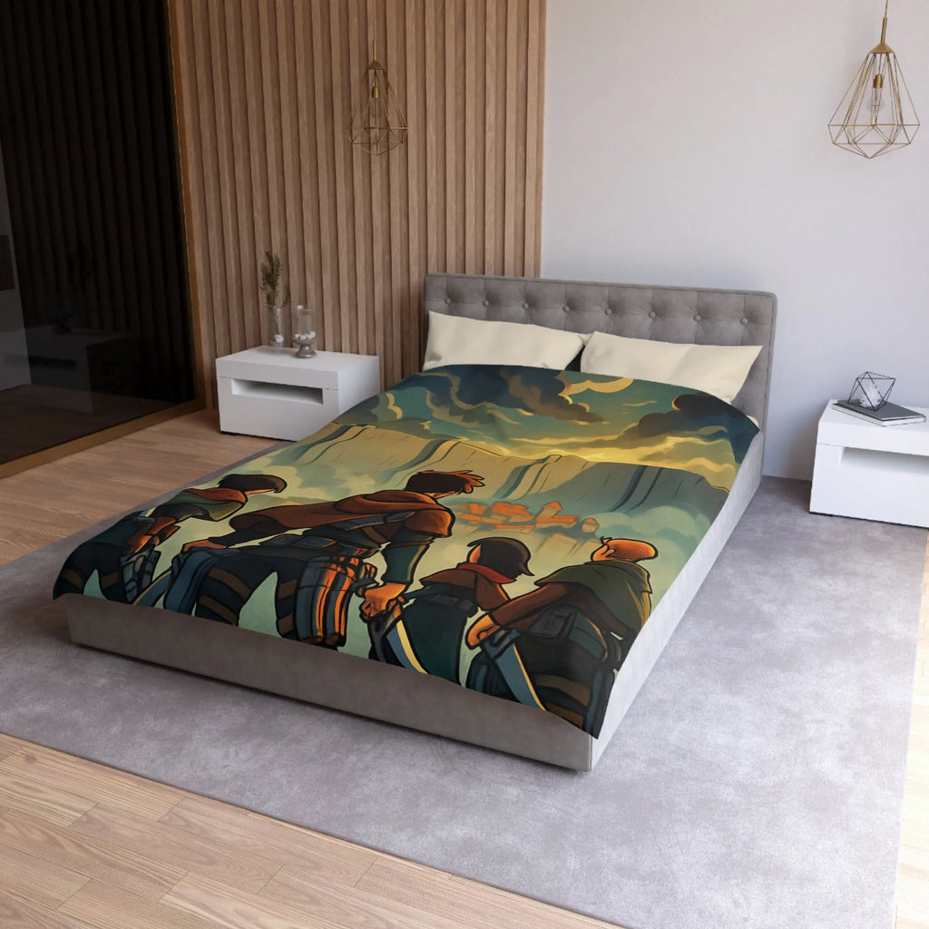 Épique housse de couette anime inspirée harmonie aventure dynamique murs personnages