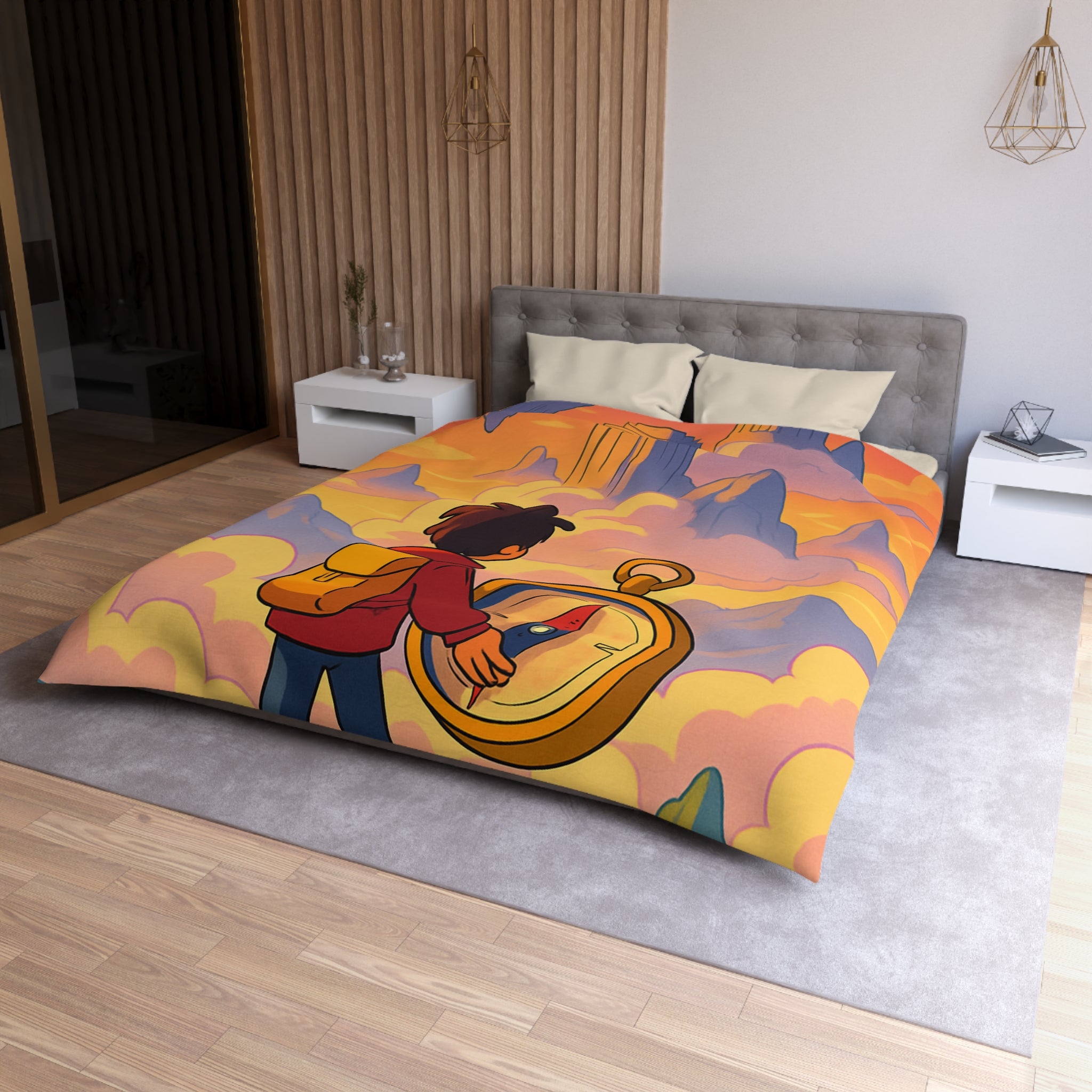 Housse de Couette Microfibre Motif Créatif Original Style Contemporain Chambre Élégante