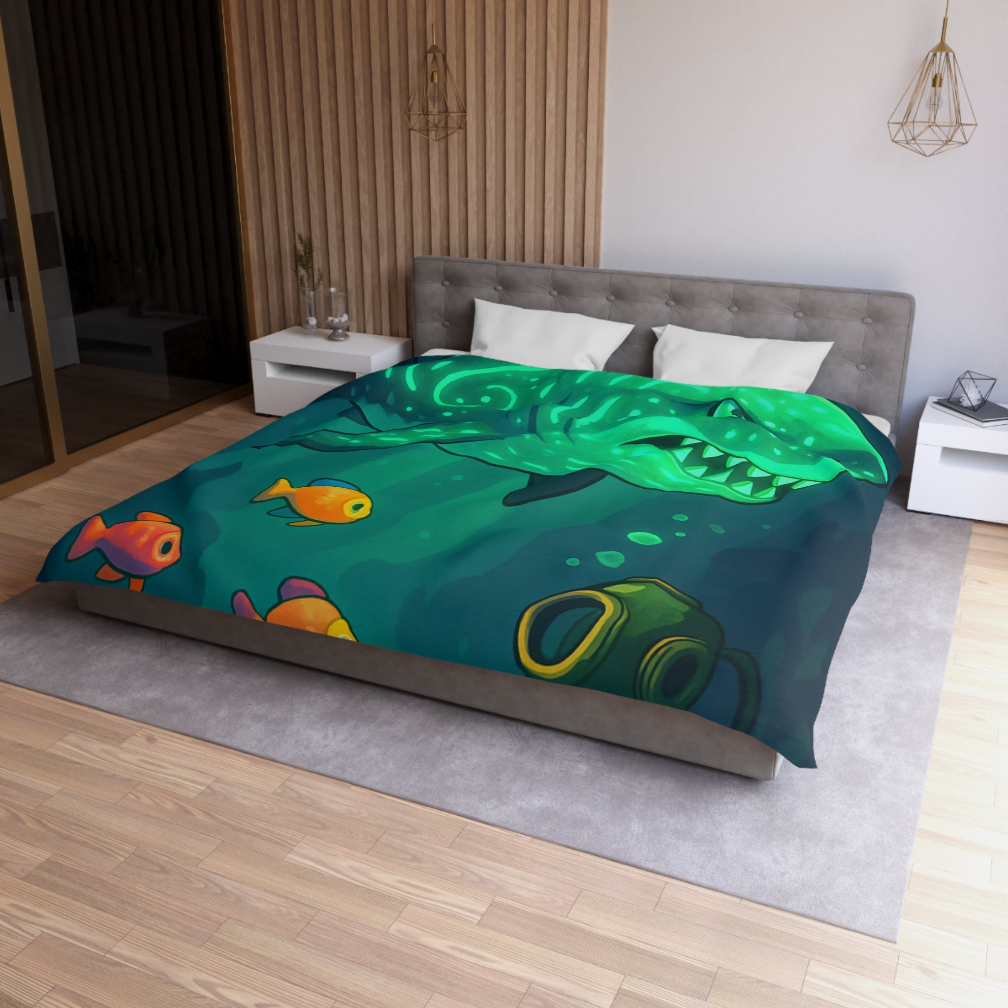 Housse de Couette Microfibre Illustration Unique Design Moderne Décoration Intérieure Raffinée