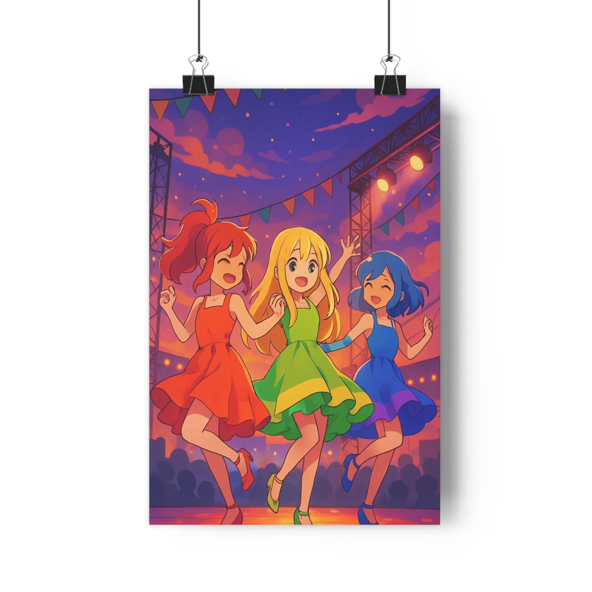 Poster décoratif anime couleurs vives rouge vert bleu joyeux chambre créatif format 30x46 cm