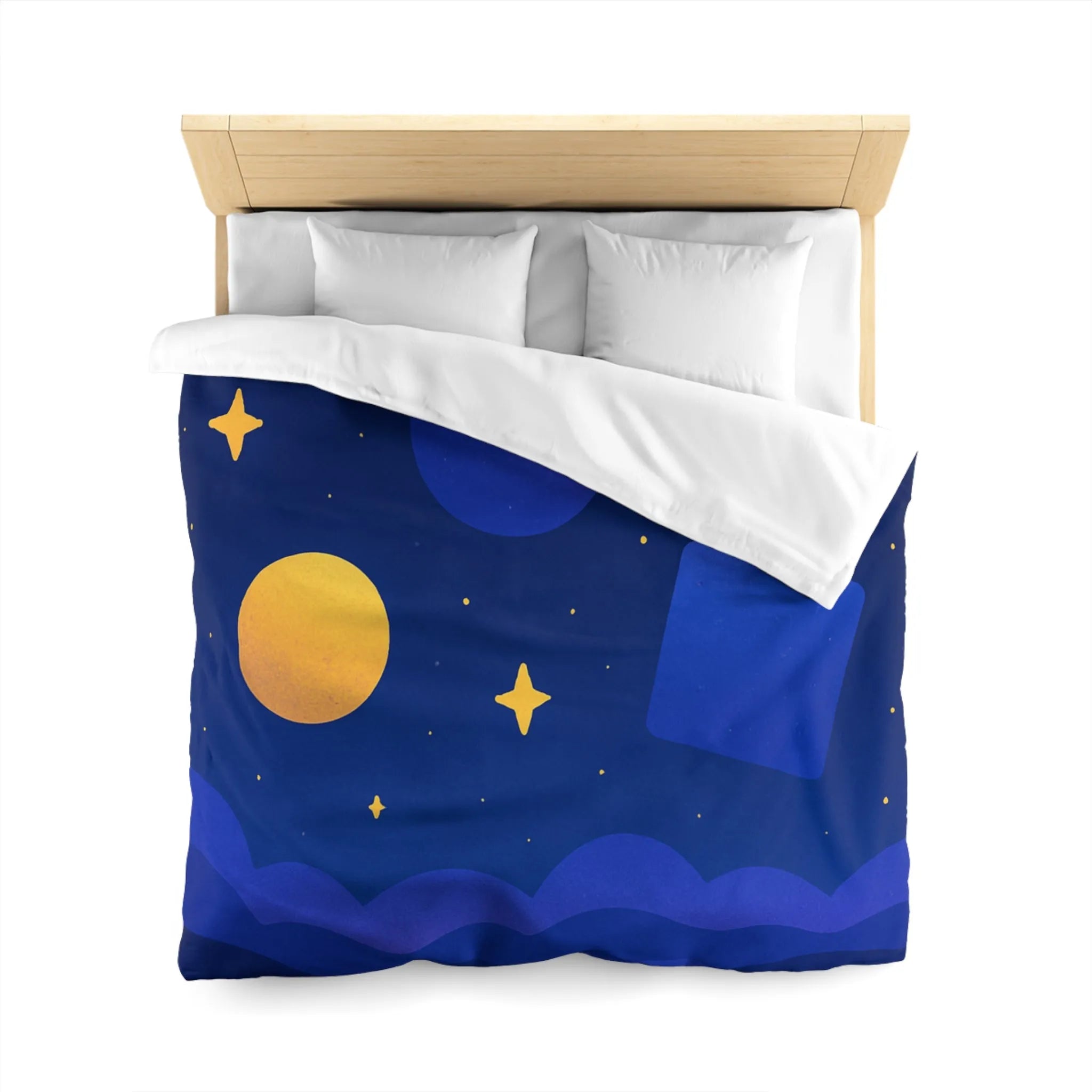 Housse de couette géométrique abstraite avec formes colorées et ciel étoilé nocturne