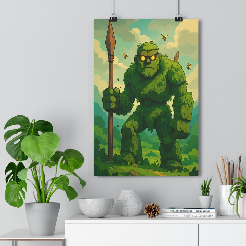 Poster décoratif titan majestueux végétation anime épique mythologique vert bleu mystique chambre bureau 30x46