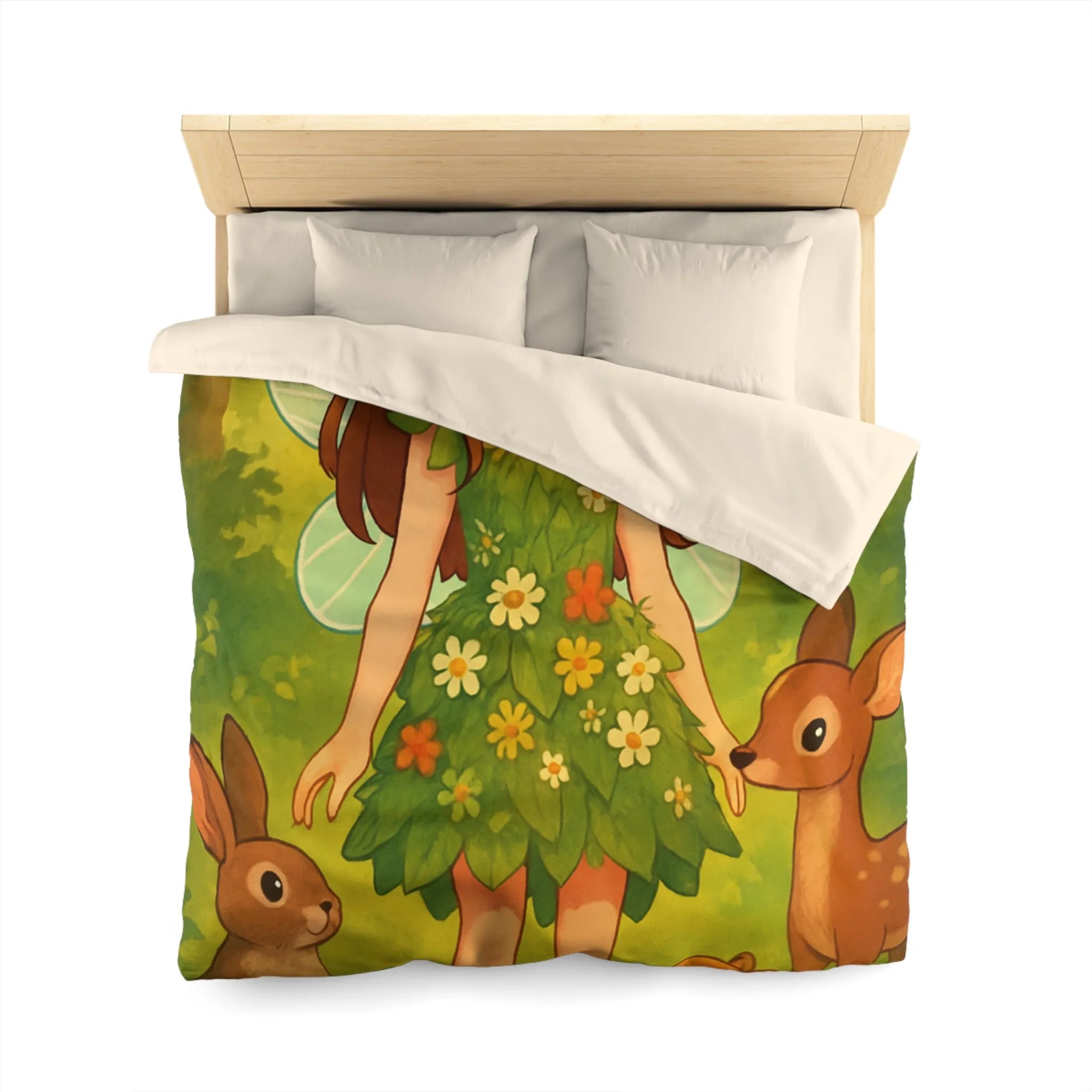Housse de couette féerique avec fée et animaux de la forêt pour enfants