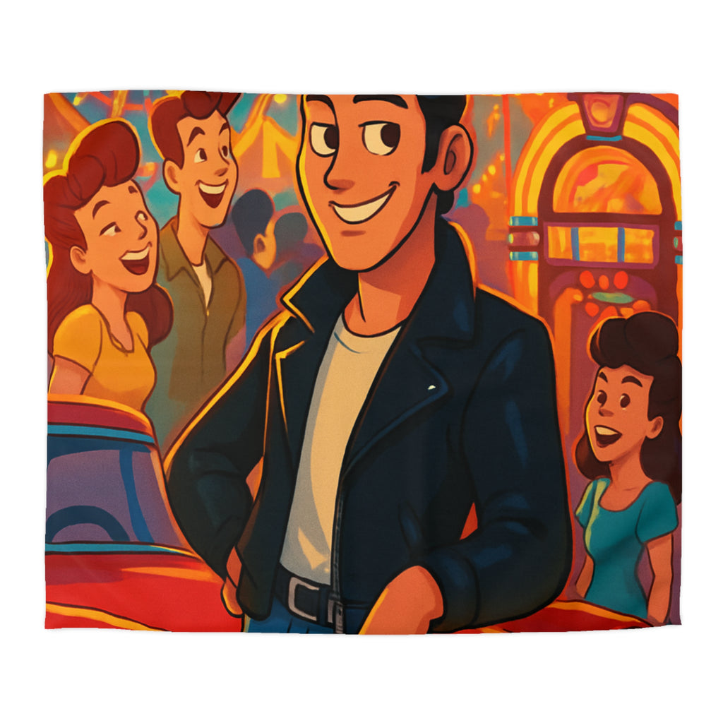 Housse de couette style rétro avec ambiance parc d'attractions colorée et joyeuse