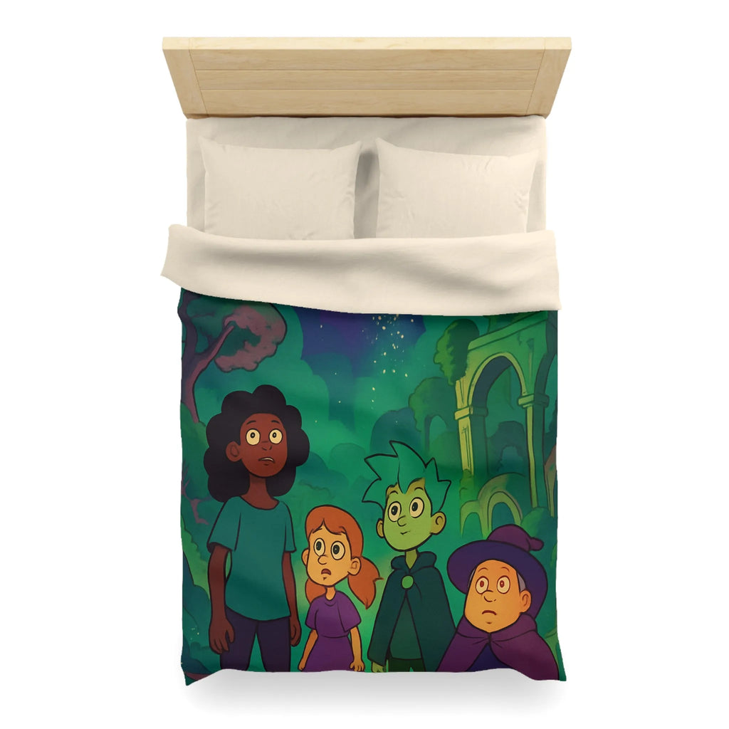 Housse de Couette Enfant : Quatre Aventuriers Sous une Comète Éblouissante et Mystique