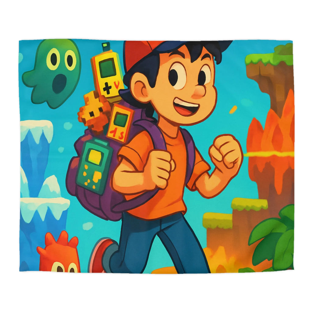 Housse de couette enfant joyeuse au design rétro jeu vidéo couleurs vives
