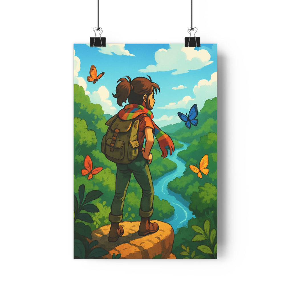 Poster décoratif illustratif vert pastel aventure salon chambre apaisant nature art qualité inspiration qualité