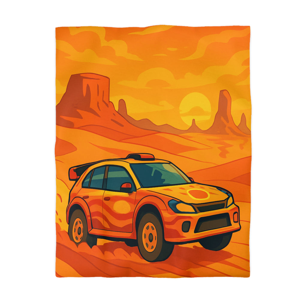 Housse de couette voiture dynamique désert orange ambiance aventure chaleur intense