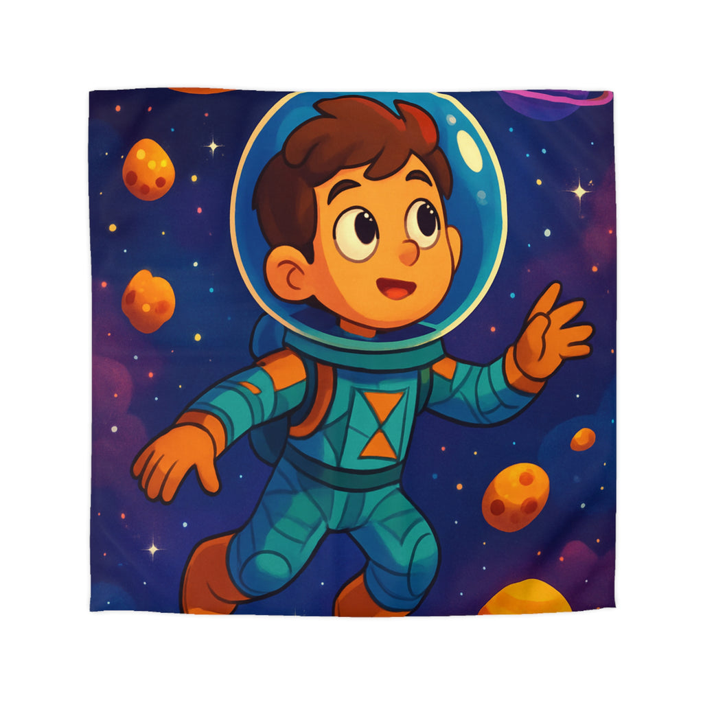 Housse de couette spatiale pour enfants avec planète, étoile, comète et astronaute adorable