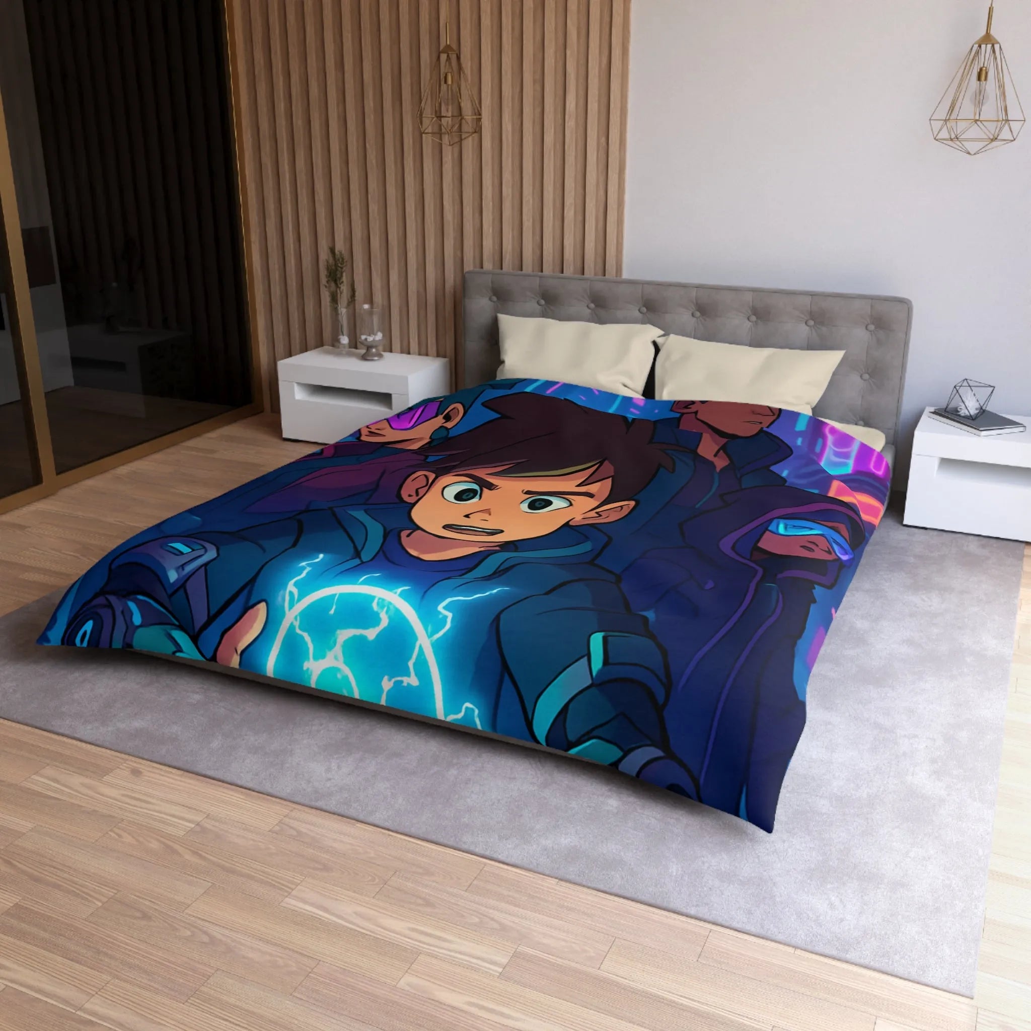 Housse de Couette Microfibre Art Graphique Contemporain Style Décoratif Chambre Tendance