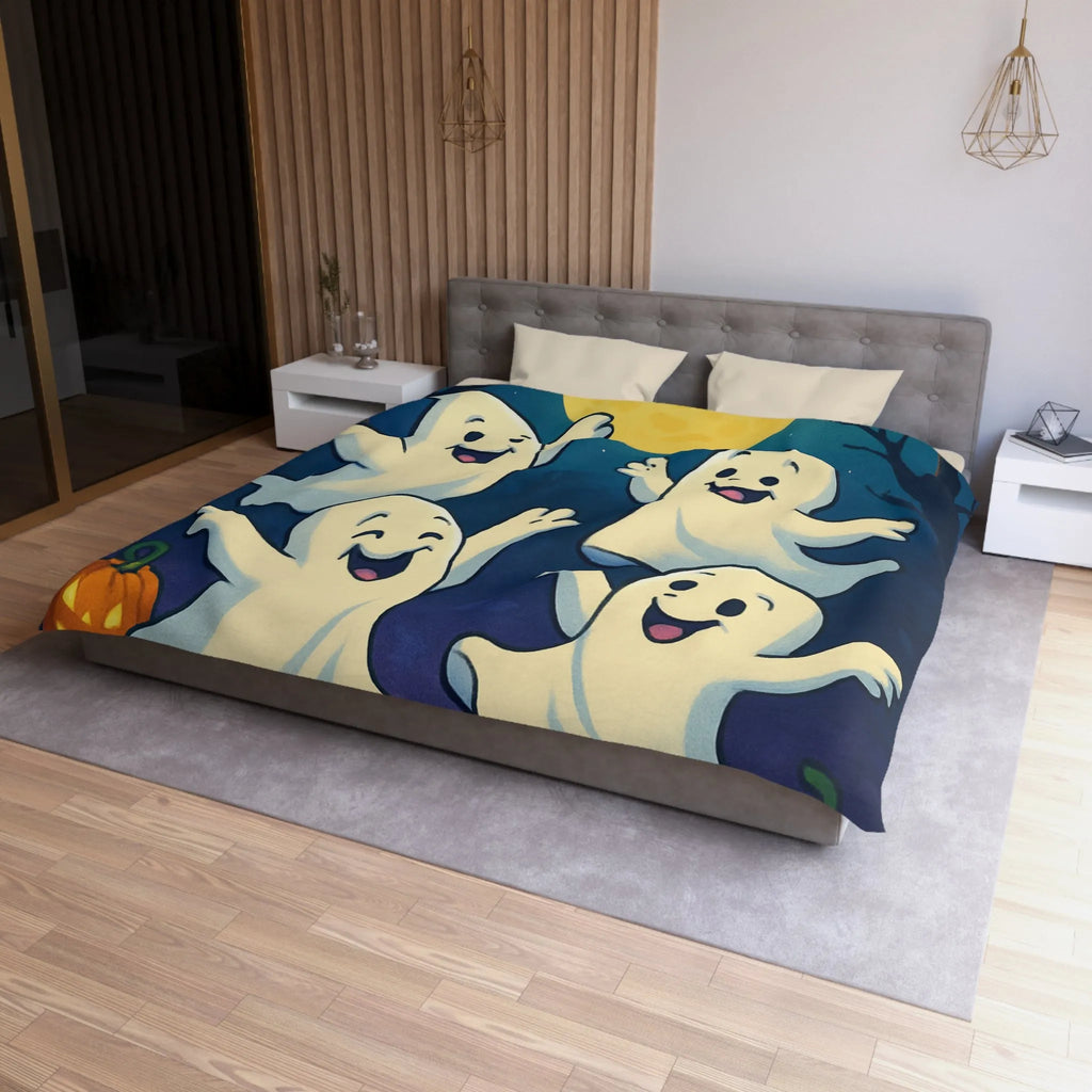 Housse de couette fantaisie avec esprits dansants sous lune et chauves-souris effrayantes