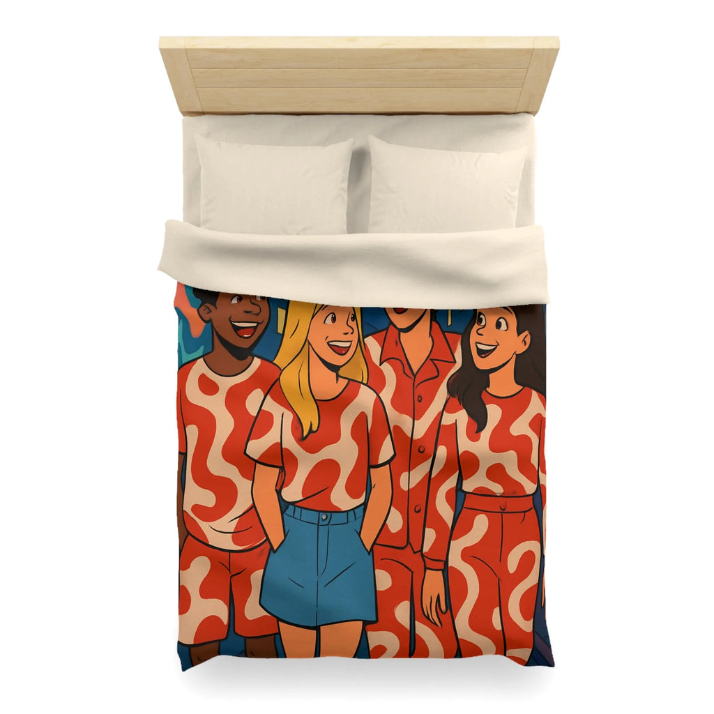 Housse de couette colorée avec design graphique enroulant style moderne pour chambre urbaine