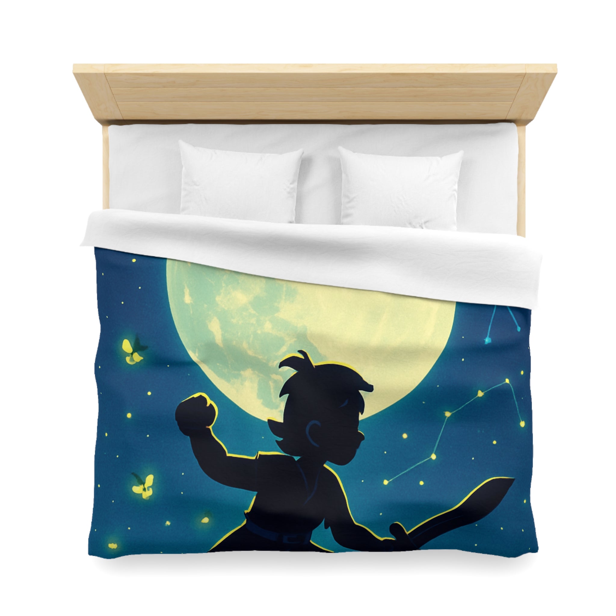 Housse de couette enfant design aventurier nocturne avec lune et constellations magiques
