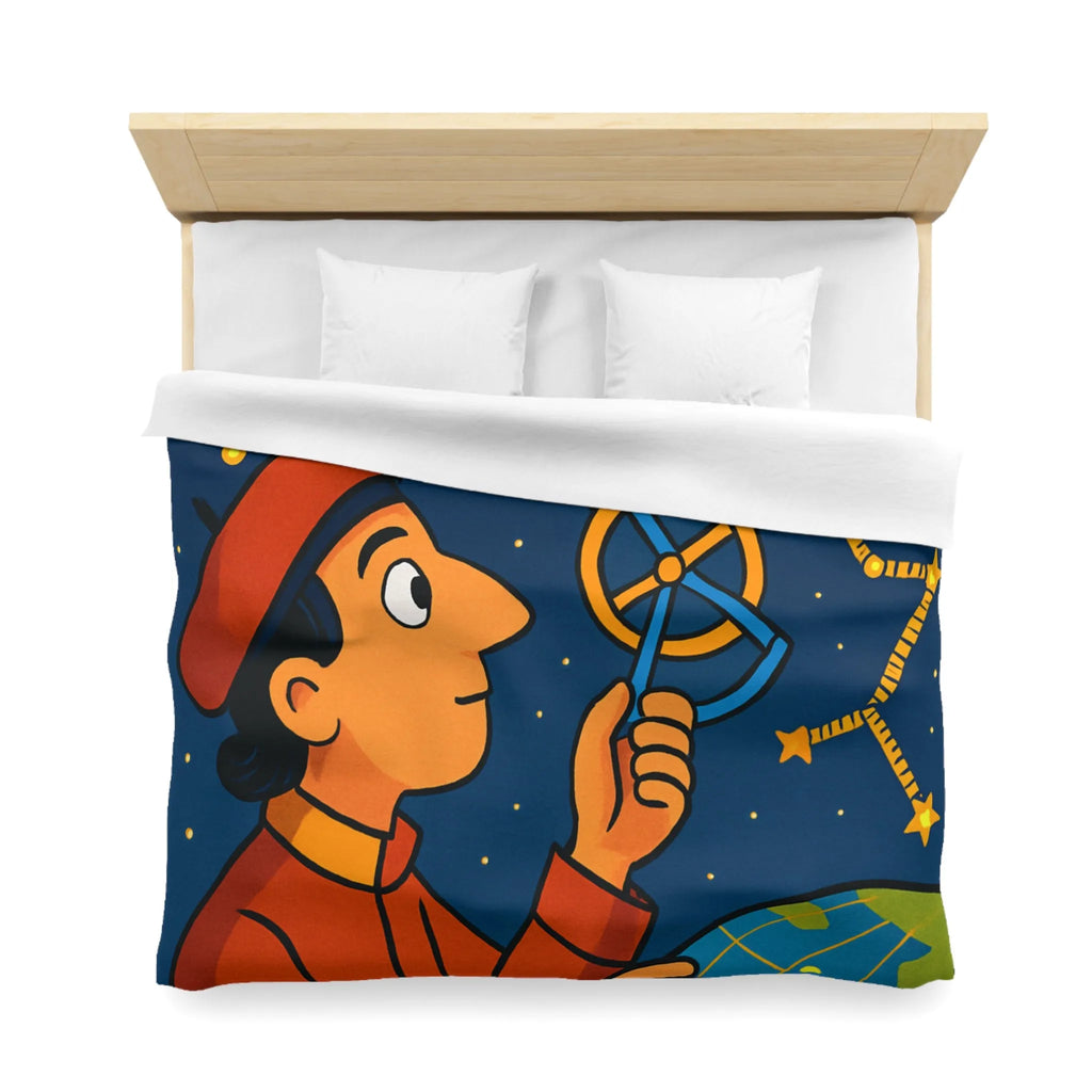 Housse de couette astronomie éducative avec constellations étoilées dans une nuit étoilée