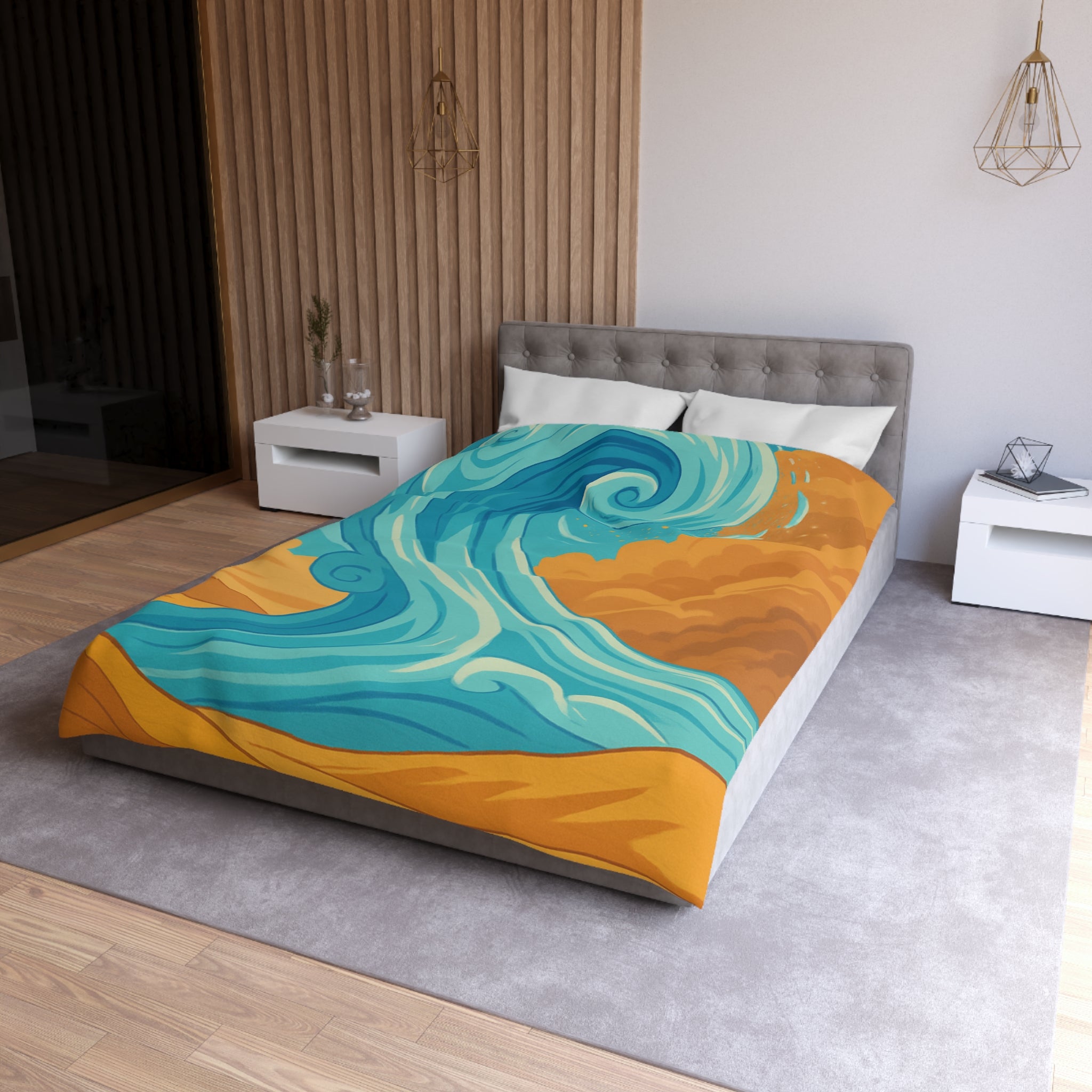 Magnifique houle turquoise dynamique avec désert doré pour chambre moderne et artistique