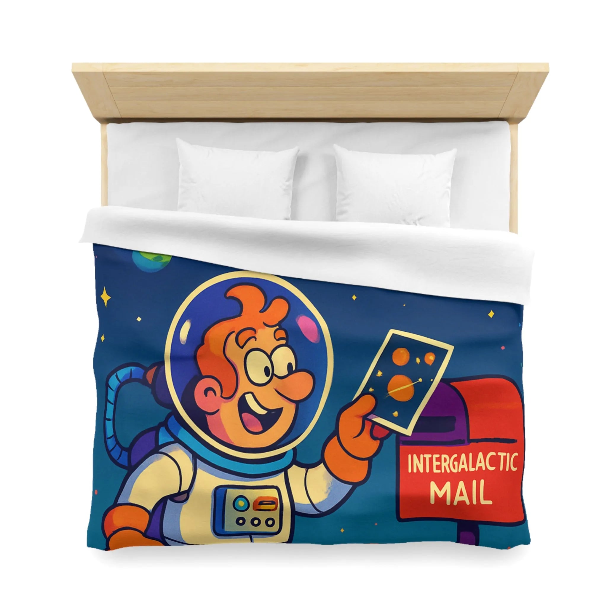 Housse de Couette Espace Fantaisie avec Astronaute Coloré et Planètes Illustrées