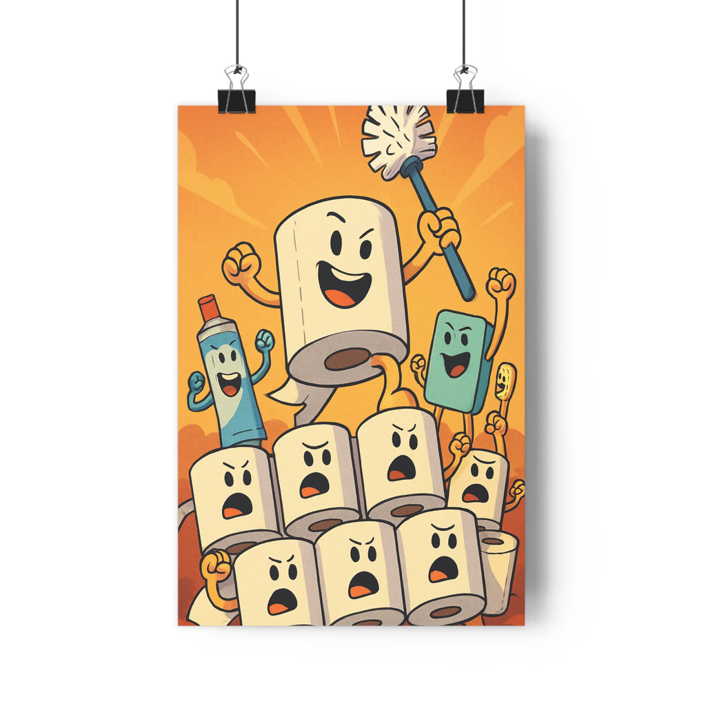 Poster décoratif cartoon orange humoristique salle bains enfant unique amusant original tendance ludique vibrant