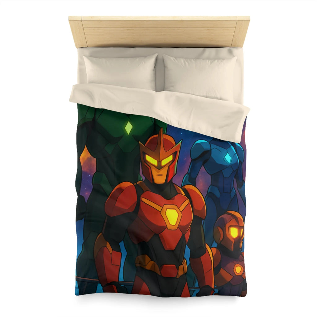 Housse de couette design robots colorés pour chambre thème espace et science-fiction