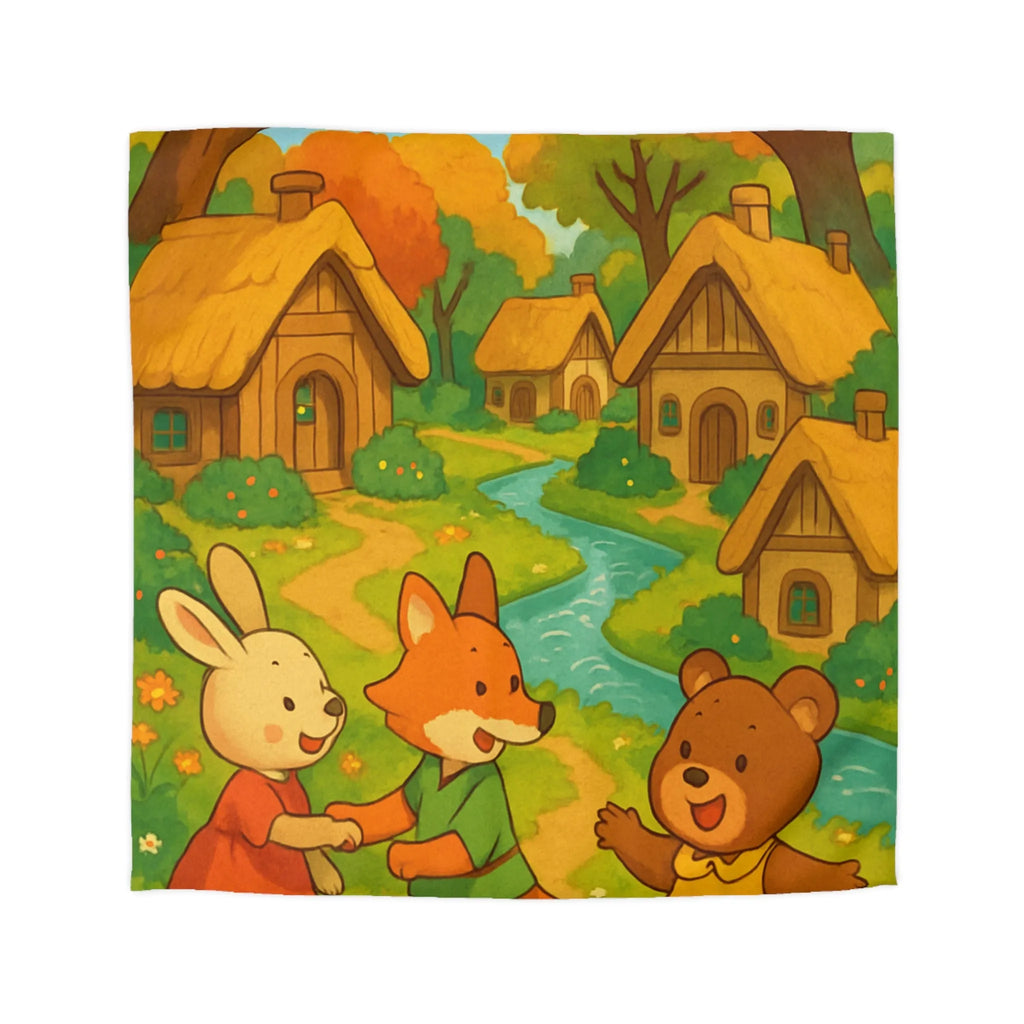 Adorable Illustration Animalière Colorée Idéale pour une Housse de Couette Enfantine et Enchantée