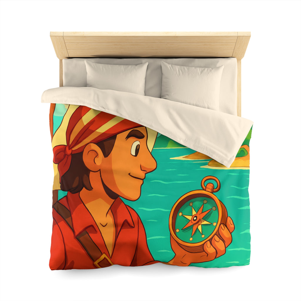 Housse de Couette Pirate Aventure avec Boussole et Trésor Île Ensoleillée