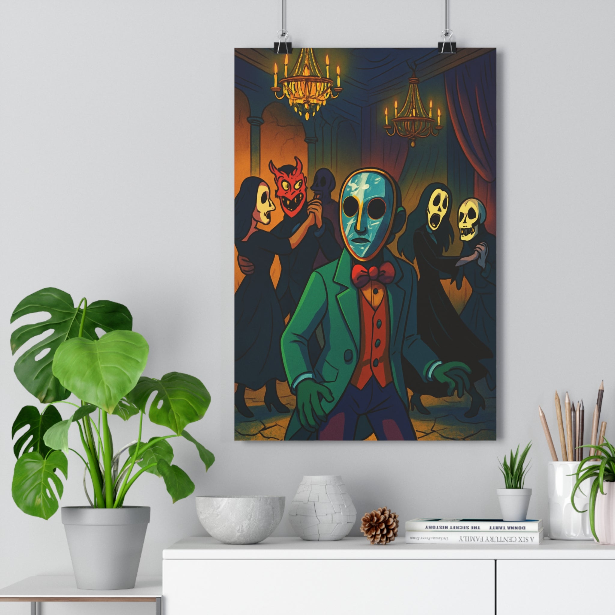 Poster décoratif animé baroque sombre mystique salon chambre mur scène masque intrigante qualité qualité