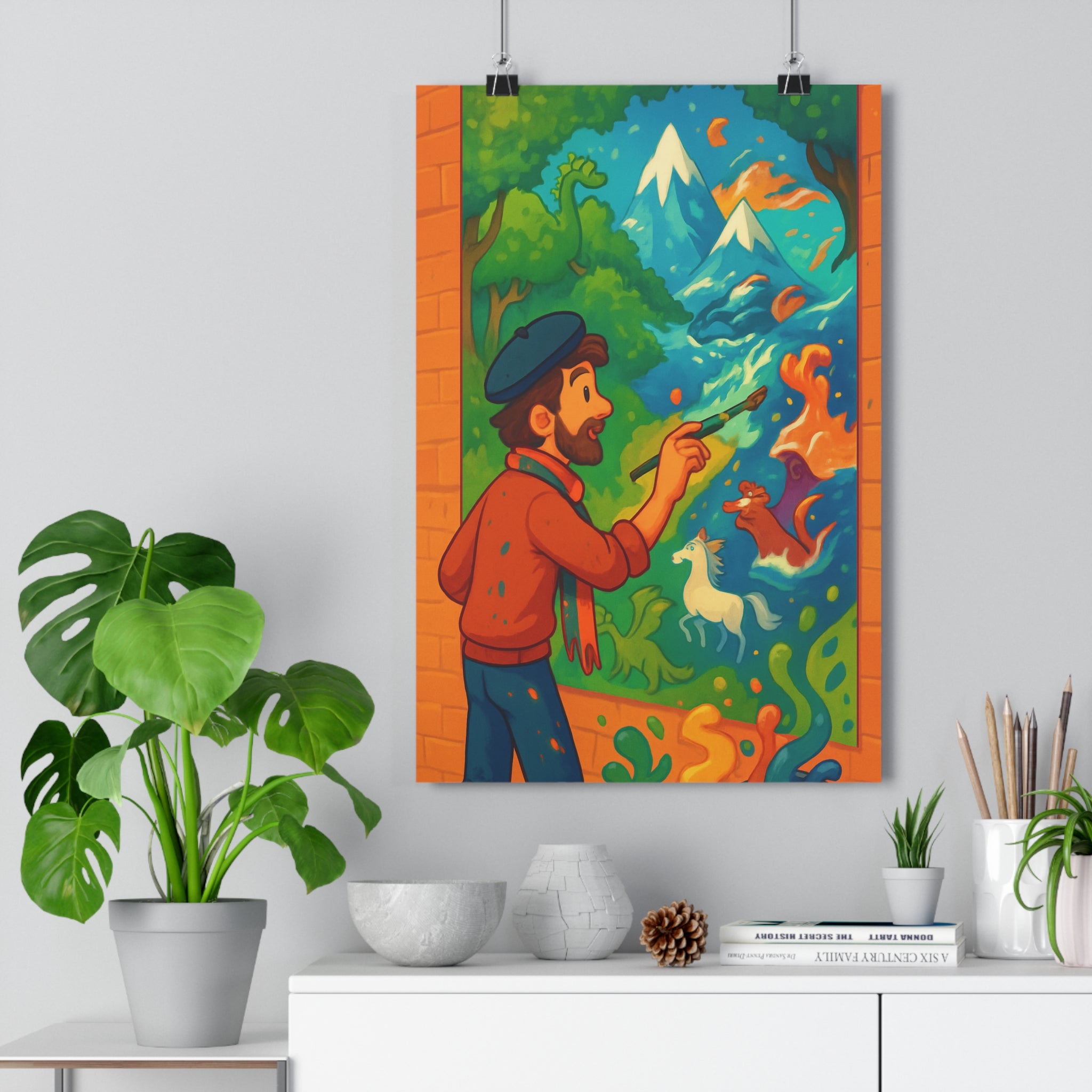 Poster décoratif aquarelle mystique créatif coloré salon chambre moderne artistique intérieur aventure imagination fantaisie