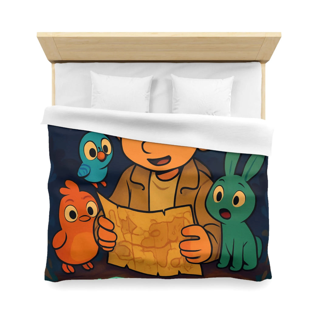 Housse de Couette Enfantine avec Animaux et Carte Lumineuse dans Forêt Mystérieuse