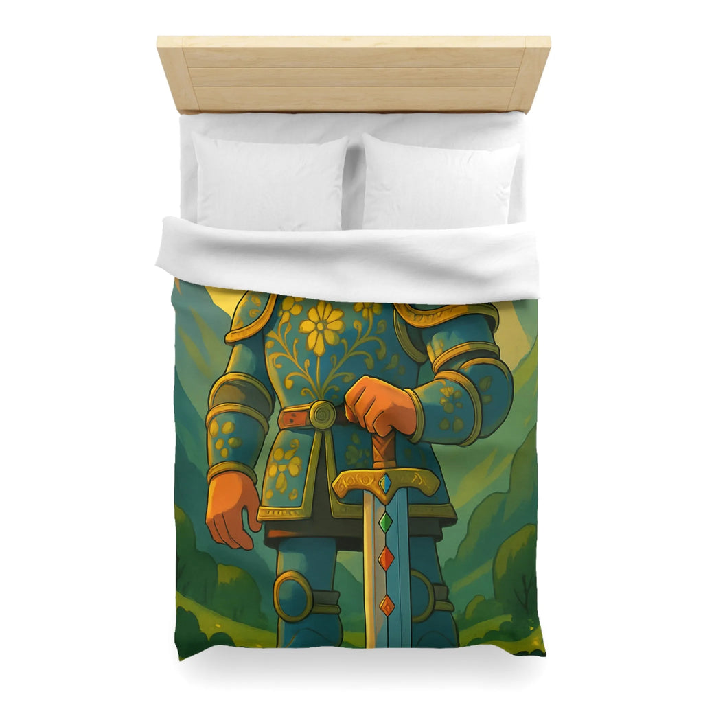 Housse de Couette avec Chevalier Illustré dans Paysage Montagneux Écossais pour Chambre Enfant
