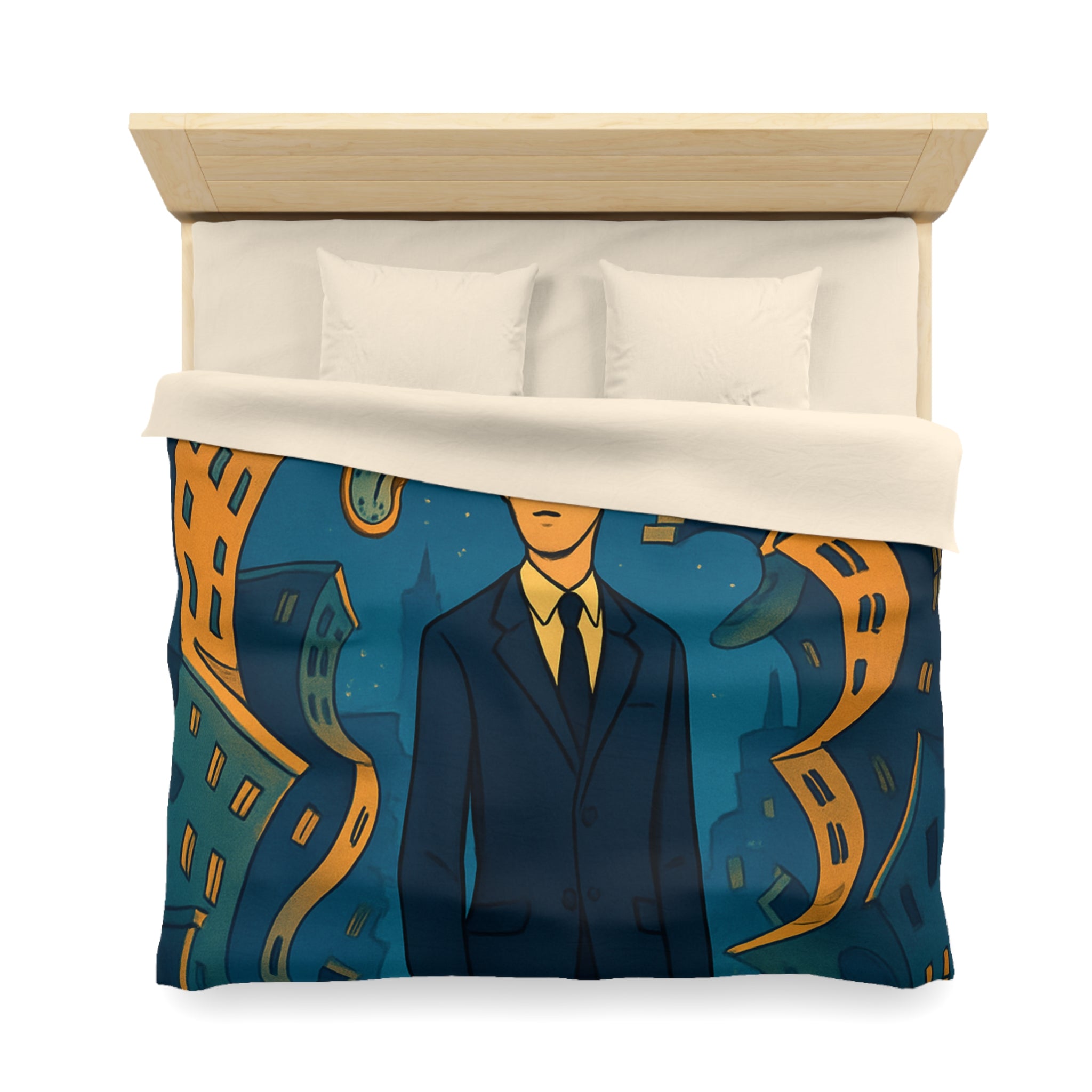 Housse de Couette Microfibre Motif Créatif Original Style Contemporain Chambre Élégante