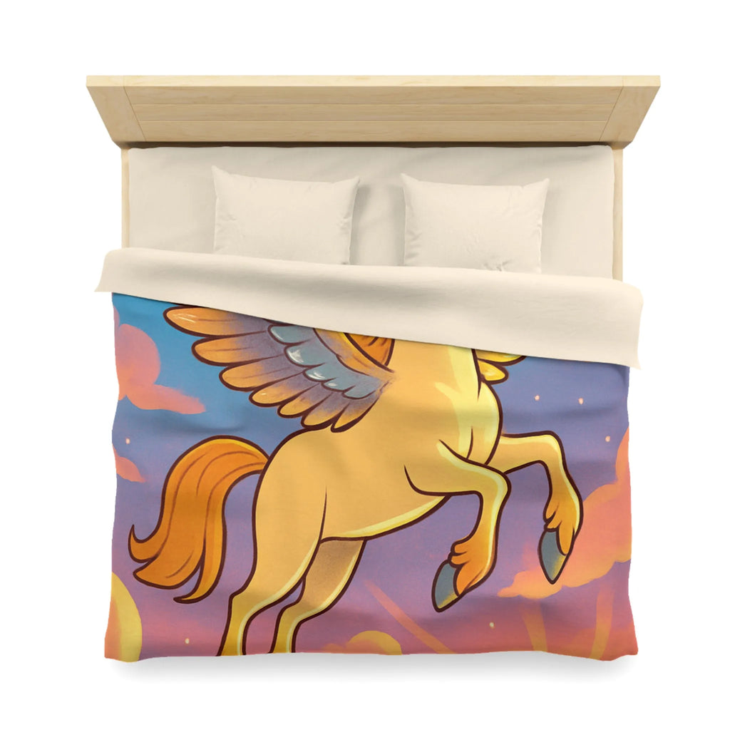 Housse de Couette Enfantin : Pégase Ailé Volant au Crépuscule dans le Ciel