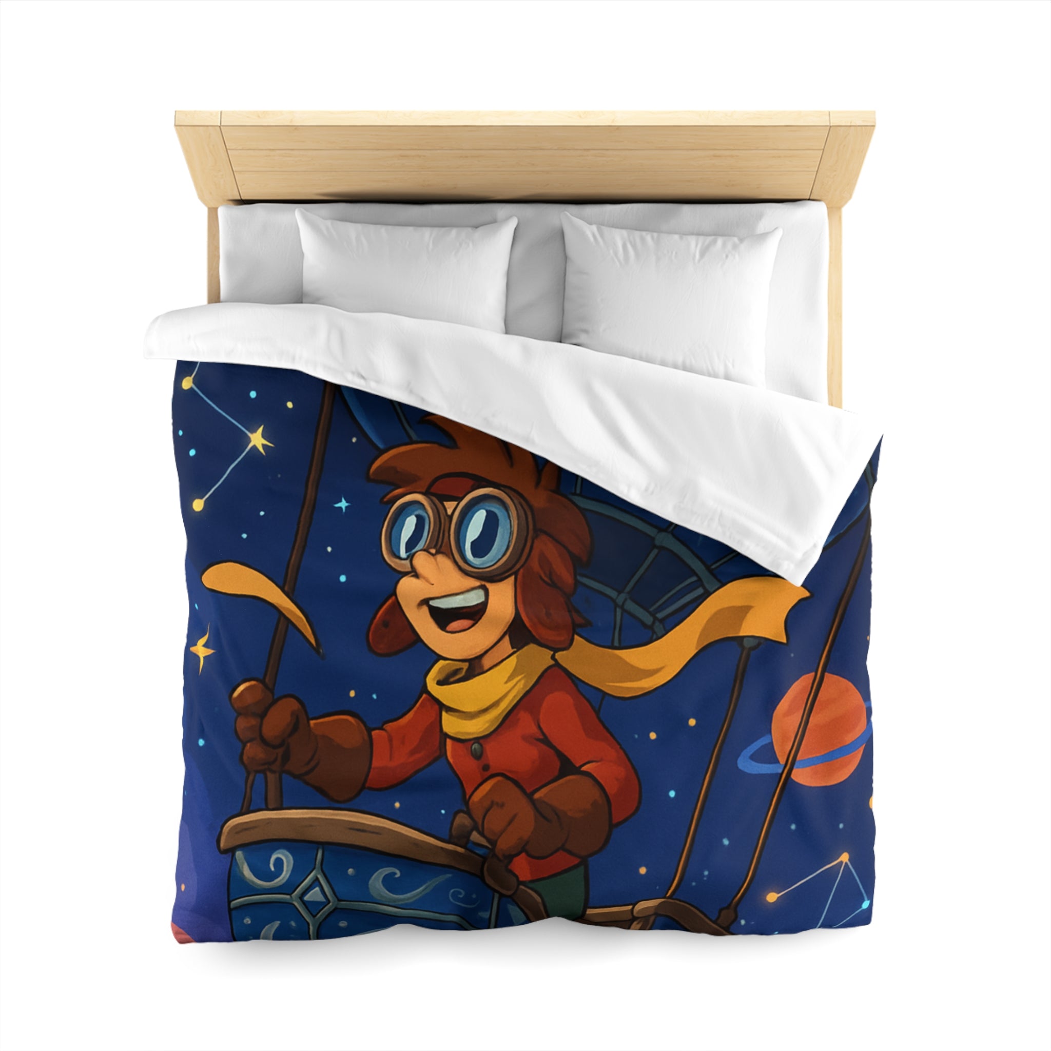 Housse de couette rêve étoilé avec montgolfière magique pour chambre d'enfant