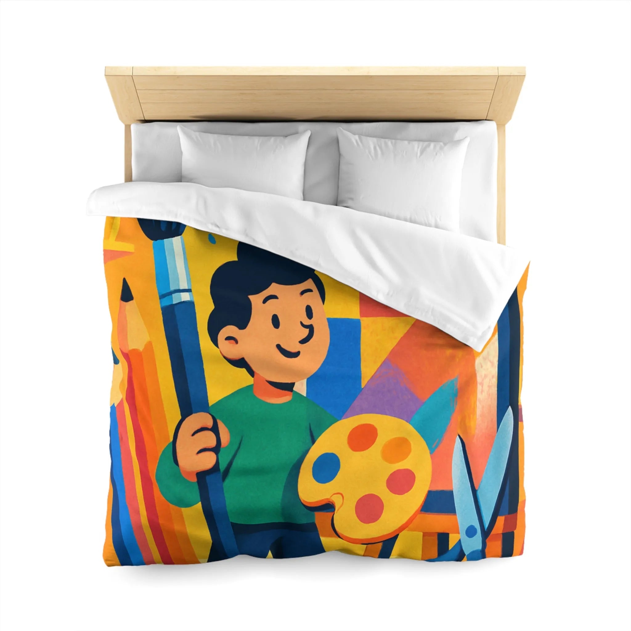 Housse de couette colorée avec motif artistique vibrante pour chambres créatives et dynamiques