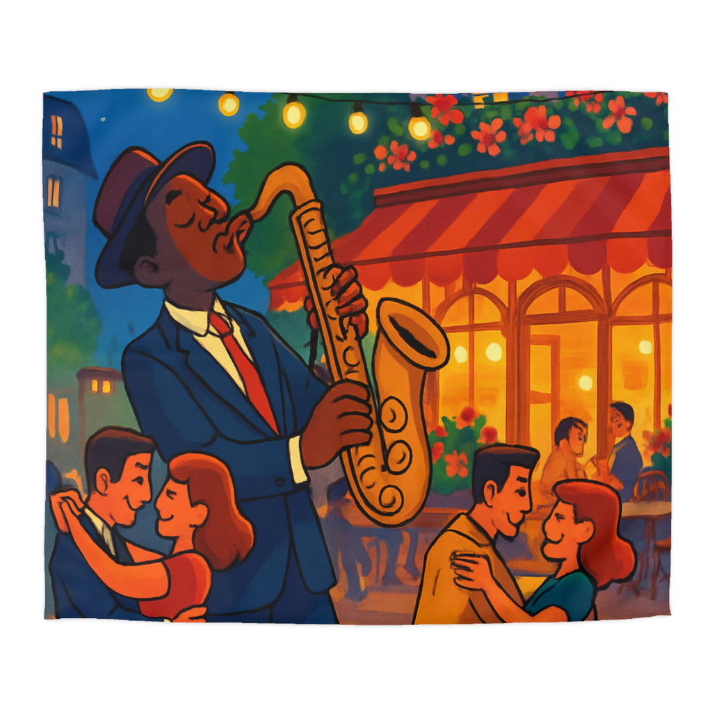 Housse de Couette Romantique Jazz Nuit avec Danseurs et Lumières Ambiance Parisienne