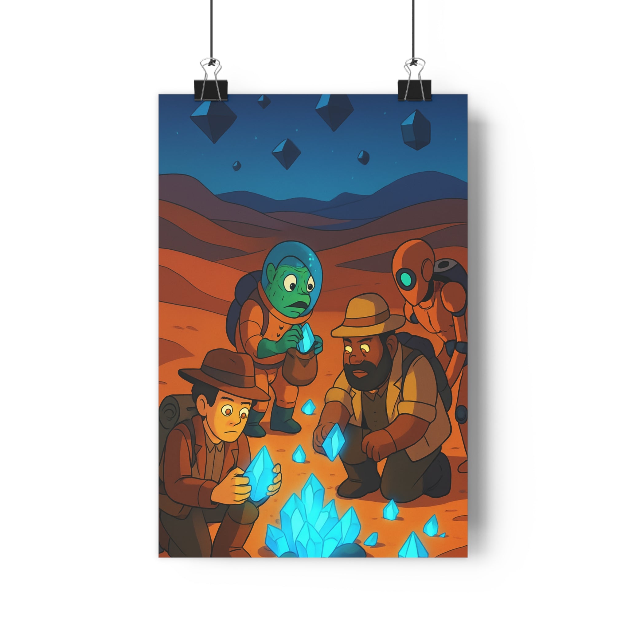 Poster décoratif cartoon futuriste bleu doré aventure mystique salon chambre bureau tendance captivant unique