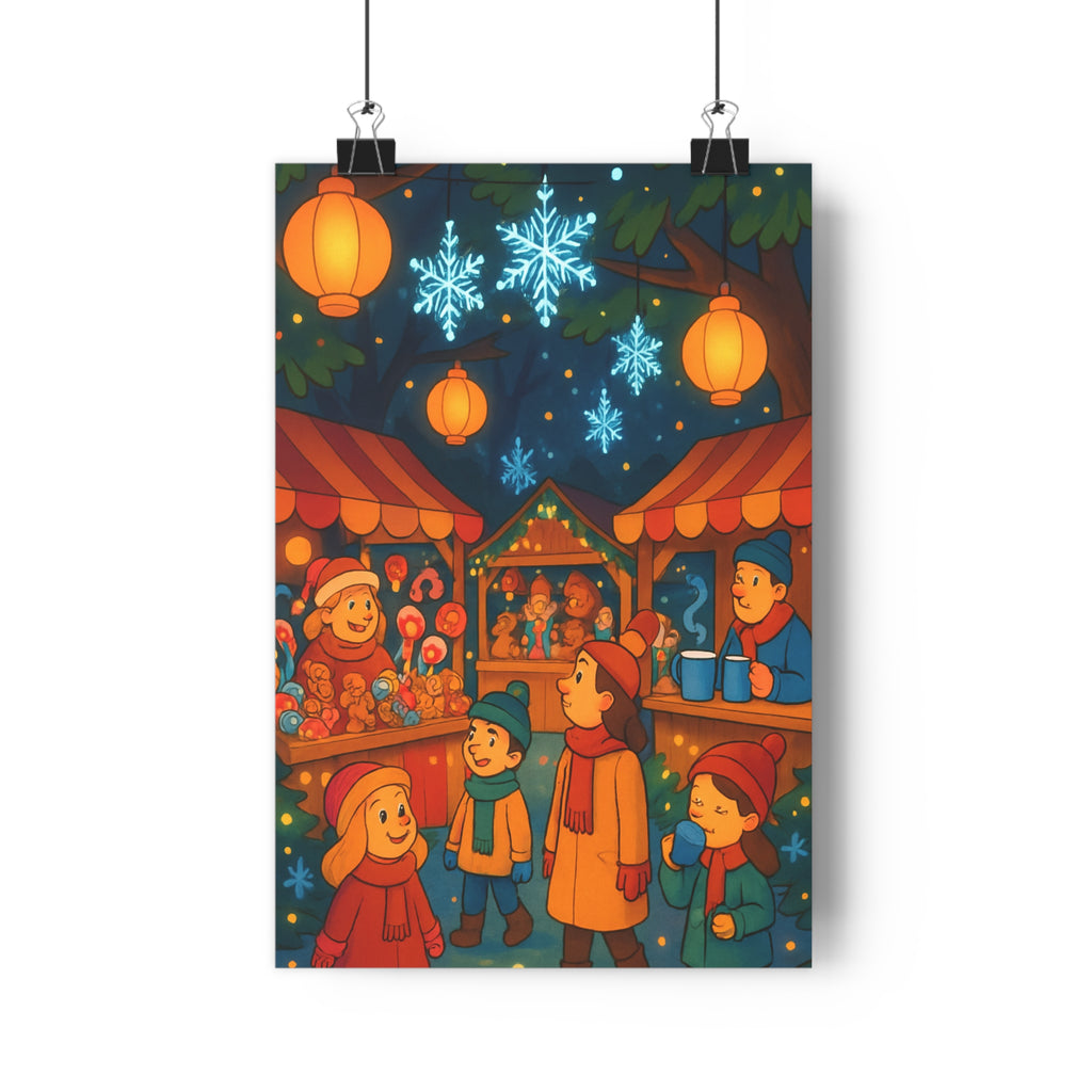 Poster décoratif joyeux neige flocons festif salon chambre chaleureux marché Noël 30x46 qualité qualité