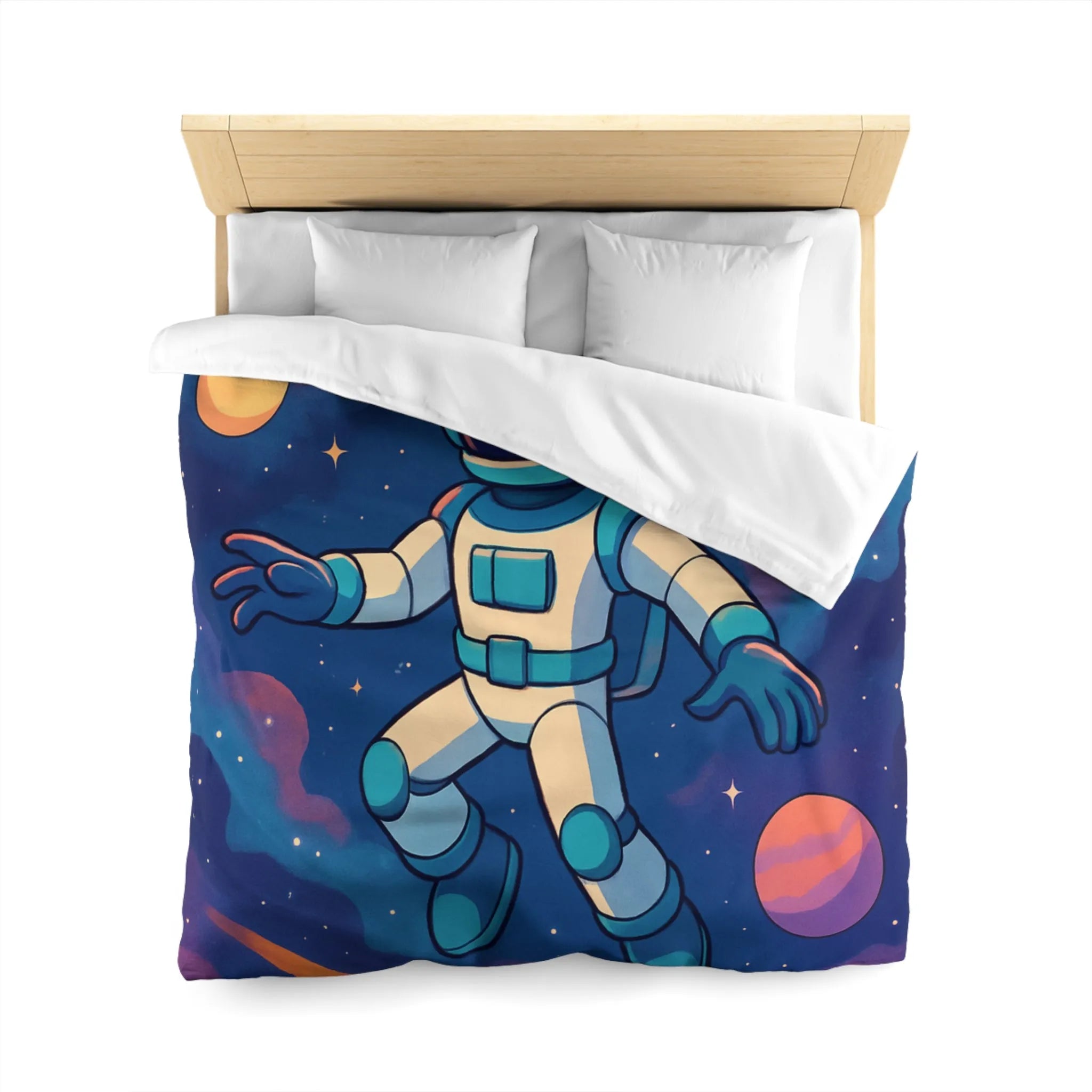 Housse de couette espace avec astronaute et planètes pour chambre d'enfant rêveuse