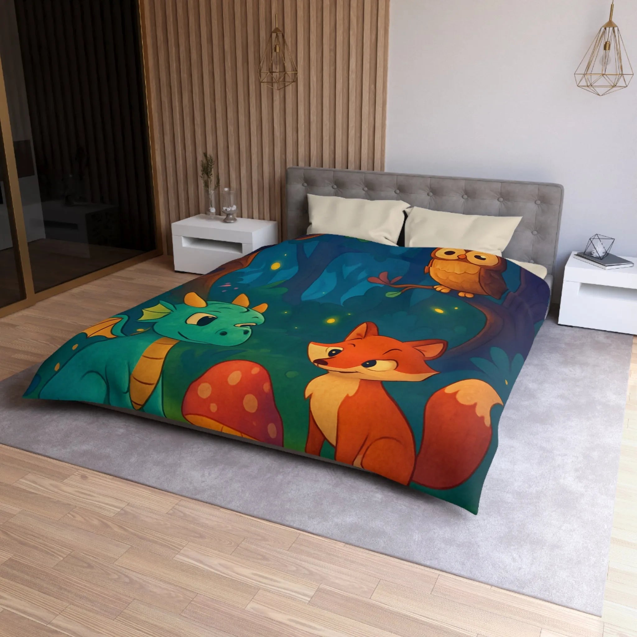 Housse de Couette Microfibre Art Graphique Contemporain Style Décoratif Chambre Tendance